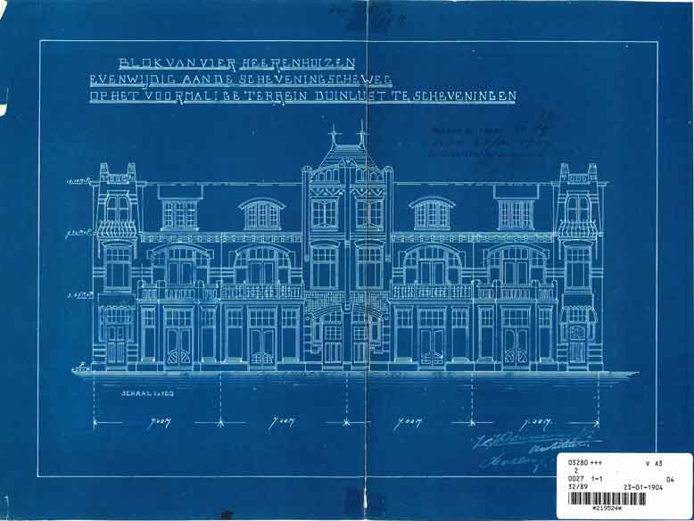 Doornstraat 8-14, The Hague, H. J. Dammerman Jr. 1904 / Haags Gemeentearchief, balie inzage bouwtekeningen